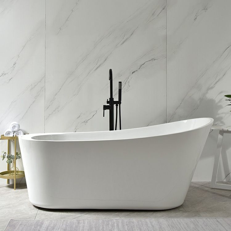 Modern Oval Bathtub White Freestanding Acrylic Soaking Left Bath Clearhalo 'Bathroom Remodel & Bathroom Fixtures' 'Bathtubs' 'Home Improvement' 'home_improvement' 'home_improvement_bathtubs' 'Showers & Bathtubs' 1200x1200_e5c390f7-c68c-4fc2-a4e8-8fd142d2d3c2