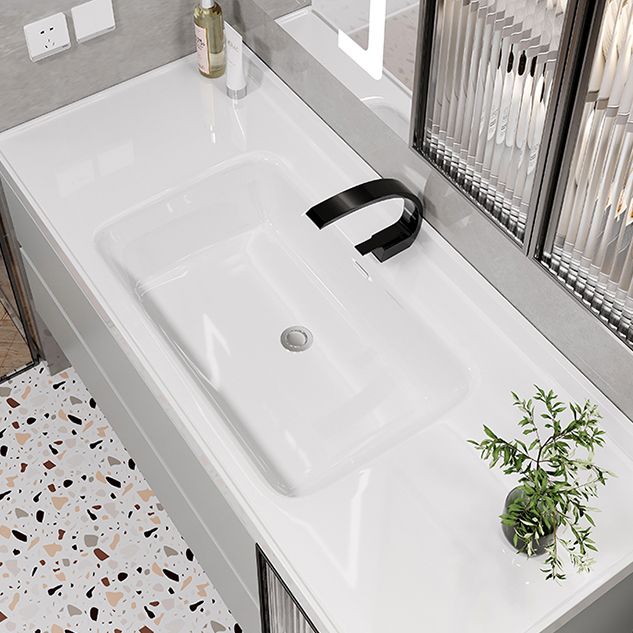 2 Drawers Vanity White Metal Frame Wall Mount Rectangular Mirror Single Sink Vanity Clearhalo 'Bathroom Remodel & Bathroom Fixtures' 'Bathroom Vanities' 'bathroom_vanities' 'Home Improvement' 'home_improvement' 'home_improvement_bathroom_vanities' 1200x1200_e5c3c8a7-cdbc-4a08-af17-e9b00b641869