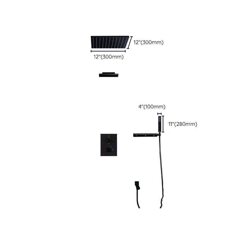 Modern Shower Faucet Adjustable Water Flow Rain Shower Head Shower System in Black Clearhalo 'Bathroom Remodel & Bathroom Fixtures' 'Home Improvement' 'home_improvement' 'home_improvement_shower_faucets' 'Shower Faucets & Systems' 'shower_faucets' 'Showers & Bathtubs Plumbing' 'Showers & Bathtubs' 1200x1200_e5c493ff-cf7a-4d45-9fbd-6df015216f44