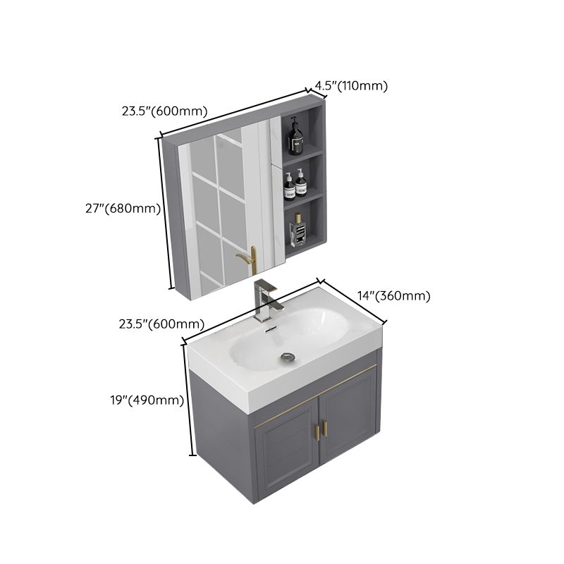 Wall Mount Glam Bathroom Vanity Metal Frame Single-Sink Gray Vanity Set Clearhalo 'Bathroom Remodel & Bathroom Fixtures' 'Bathroom Vanities' 'bathroom_vanities' 'Home Improvement' 'home_improvement' 'home_improvement_bathroom_vanities' 1200x1200_e5d89d17-f8a7-4180-9429-fd6bf464b0ee