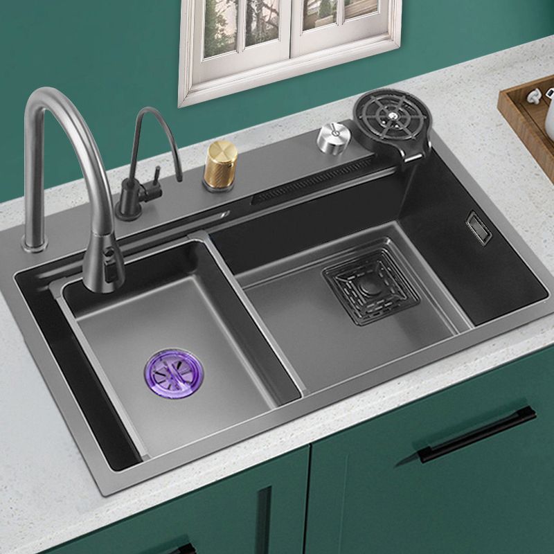 Modern Style Kitchen Sink Noise-cancelling Design Kitchen Double Sink Clearhalo 'Home Improvement' 'home_improvement' 'home_improvement_kitchen_sinks' 'Kitchen Remodel & Kitchen Fixtures' 'Kitchen Sinks & Faucet Components' 'Kitchen Sinks' 'kitchen_sinks' 1200x1200_e5dadc3f-a646-4697-a4bd-c96aef2b289e