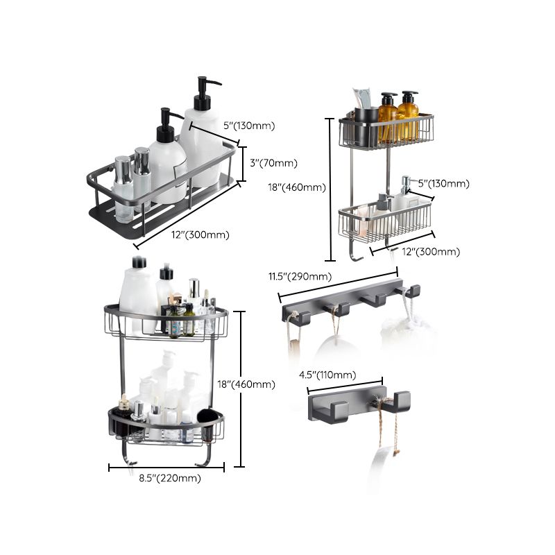 Gray 5-Piece Modern Bathroom Accessory Set in Stainless Steel Clearhalo 'Bathroom Hardware Sets' 'Bathroom Hardware' 'Bathroom Remodel & Bathroom Fixtures' 'bathroom_hardware_sets' 'Home Improvement' 'home_improvement' 'home_improvement_bathroom_hardware_sets' 1200x1200_e5f043fa-3bd7-4529-87b4-5d385c115830