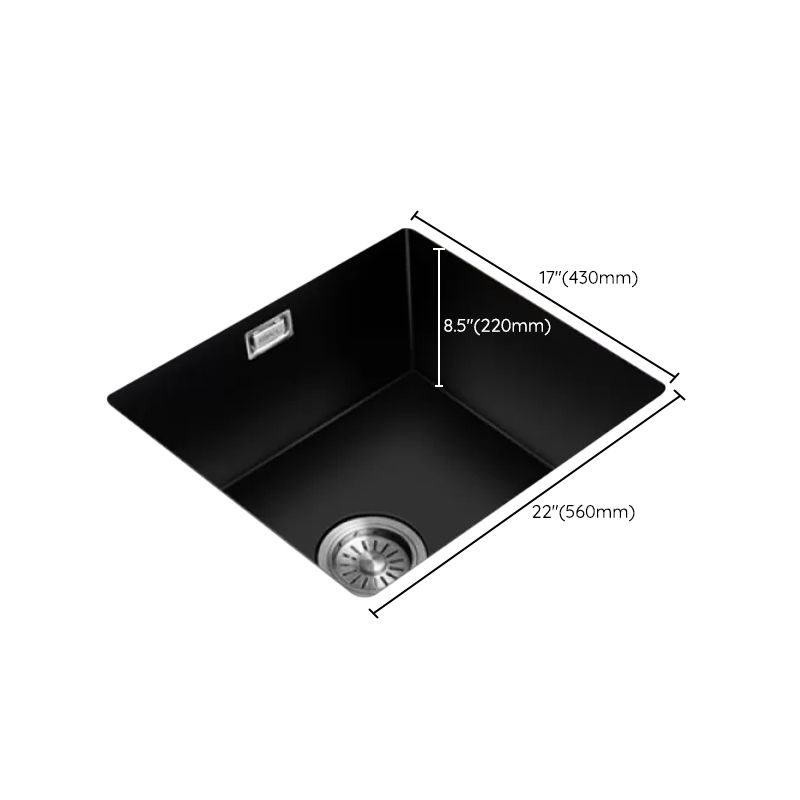 Black Quartz Kitchen Sink Contemporary Single Bowl Sink with Basket Strainer Clearhalo 'Home Improvement' 'home_improvement' 'home_improvement_kitchen_sinks' 'Kitchen Remodel & Kitchen Fixtures' 'Kitchen Sinks & Faucet Components' 'Kitchen Sinks' 'kitchen_sinks' 1200x1200_e5fae846-403e-4458-acf1-a392655f4250