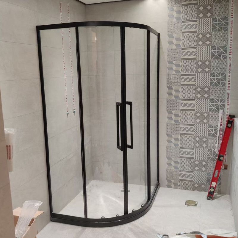 Clear Tempered Glass Shower Stall Round Shower Enclosure on Corner Clearhalo 'Bathroom Remodel & Bathroom Fixtures' 'Home Improvement' 'home_improvement' 'home_improvement_shower_stalls_enclosures' 'Shower Stalls & Enclosures' 'shower_stalls_enclosures' 'Showers & Bathtubs' 1200x1200_e5fda973-4078-496b-b81e-83c33c8a7ee4
