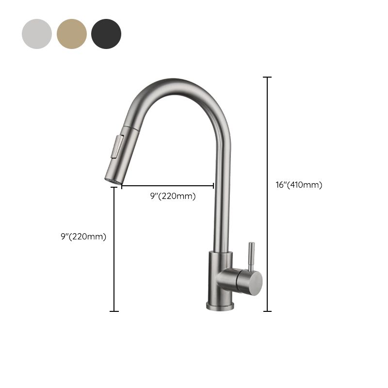 Traditional Pull down Kitchen Faucet Single Handle Faucet with Pull out Sprayer Clearhalo 'Home Improvement' 'home_improvement' 'home_improvement_kitchen_faucets' 'Kitchen Faucets' 'Kitchen Remodel & Kitchen Fixtures' 'Kitchen Sinks & Faucet Components' 'kitchen_faucets' 1200x1200_e618b55d-2f54-41e9-9c92-57de6d0a6c3a