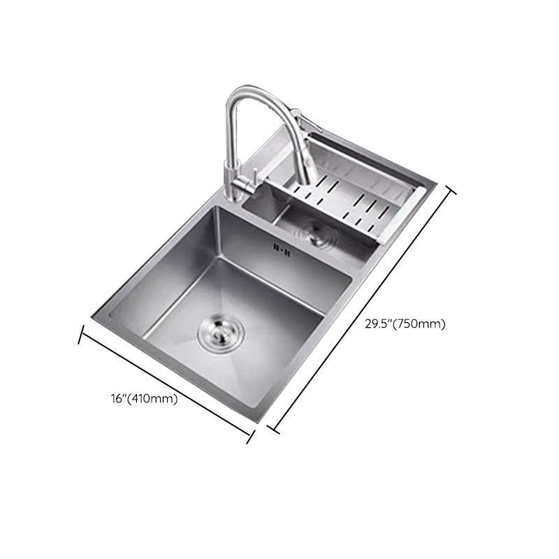 Contemporary Style Kitchen Sink Stainless Steel 2 Holes Drop-In Kitchen Double Sink Clearhalo 'Home Improvement' 'home_improvement' 'home_improvement_kitchen_sinks' 'Kitchen Remodel & Kitchen Fixtures' 'Kitchen Sinks & Faucet Components' 'Kitchen Sinks' 'kitchen_sinks' 1200x1200_e61d2881-aa88-41a5-a20a-360594510830