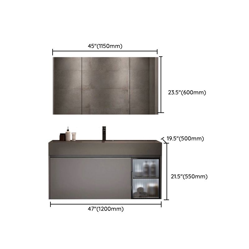 Modern Bathroom Vanity Cabinet Wall-Mounted One Drawer and Shelving Clearhalo 'Bathroom Remodel & Bathroom Fixtures' 'Bathroom Vanities' 'bathroom_vanities' 'Home Improvement' 'home_improvement' 'home_improvement_bathroom_vanities' 1200x1200_e634b212-4033-443a-b496-df66ae88db1d