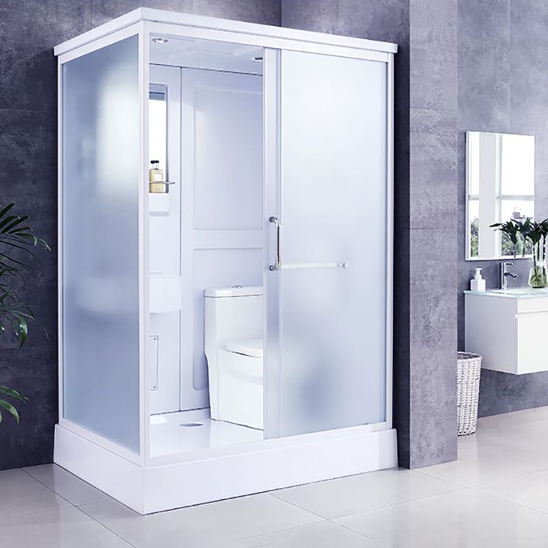 White Framed Frosted Rectangle Shower Stall with Base and Fixed Panel Clearhalo 'Bathroom Remodel & Bathroom Fixtures' 'Home Improvement' 'home_improvement' 'home_improvement_shower_stalls_enclosures' 'Shower Stalls & Enclosures' 'shower_stalls_enclosures' 'Showers & Bathtubs' 1200x1200_e653fd45-8d4f-439d-b3a5-0873df4a9c24