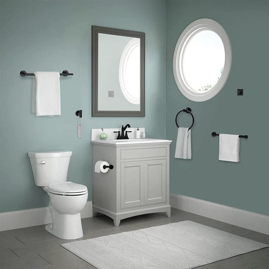 Matte Black Bathroom Hardware Set Stainless Steel Towel Bar/Paper Holder/Robe Hooks Clearhalo 'Bathroom Hardware Sets' 'Bathroom Hardware' 'Bathroom Remodel & Bathroom Fixtures' 'bathroom_hardware_sets' 'Home Improvement' 'home_improvement' 'home_improvement_bathroom_hardware_sets' 1200x1200_e665b3de-8314-4349-91e4-251302efb18a