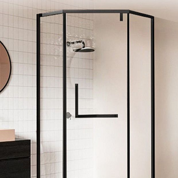 Contemporary Black Shower Enclosure Neo-Angle Semi-Frameless Clear Shower Enclosure Clearhalo 'Bathroom Remodel & Bathroom Fixtures' 'Home Improvement' 'home_improvement' 'home_improvement_shower_stalls_enclosures' 'Shower Stalls & Enclosures' 'shower_stalls_enclosures' 'Showers & Bathtubs' 1200x1200_e6661515-3655-4f5b-85db-16ec19a320d4