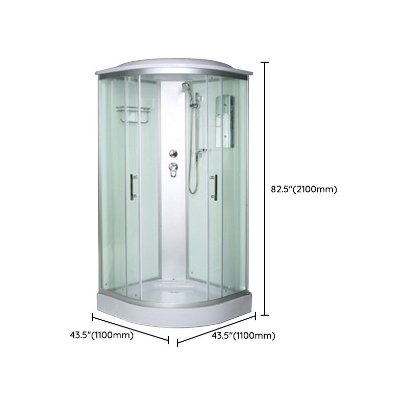 Rounded Shower Stall Double Sliding Shower Stall with Rain Shower Clearhalo 'Bathroom Remodel & Bathroom Fixtures' 'Home Improvement' 'home_improvement' 'home_improvement_shower_stalls_enclosures' 'Shower Stalls & Enclosures' 'shower_stalls_enclosures' 'Showers & Bathtubs' 1200x1200_e6702894-9dbf-4291-9cd2-4ee07d4358dc
