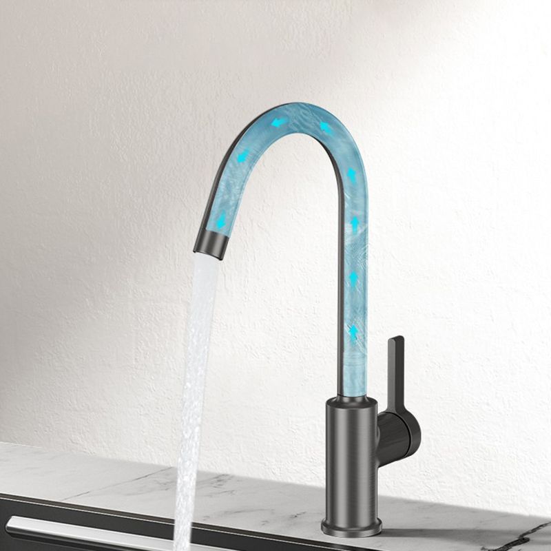 Modern Style Bar Faucet Copper Lever Handle Gooseneck Bar Faucet Clearhalo 'Home Improvement' 'home_improvement' 'home_improvement_kitchen_faucets' 'Kitchen Faucets' 'Kitchen Remodel & Kitchen Fixtures' 'Kitchen Sinks & Faucet Components' 'kitchen_faucets' 1200x1200_e6ac9c56-10f7-43ab-b460-1dabe858de5e