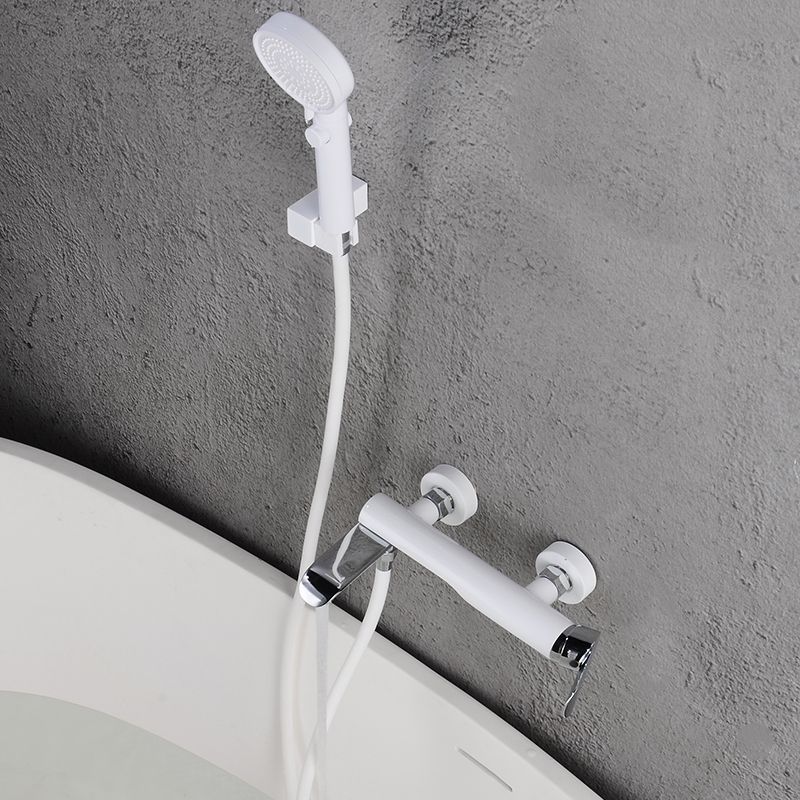 Swivel Tub Filler Wall Mount Single Lever Handle Brass Tub Filler with Hand Shower Clearhalo 'Bathroom Remodel & Bathroom Fixtures' 'Bathtub Faucets' 'bathtub_faucets' 'Home Improvement' 'home_improvement' 'home_improvement_bathtub_faucets' 1200x1200_e6b5efc2-7719-42fd-9134-20f7ac20260d