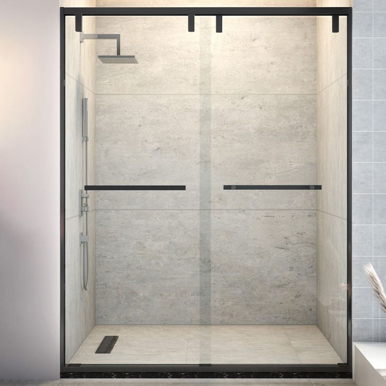 Double Sliding Semi Frameless Inline Tempered Glass Shower Door Clearhalo 'Bathroom Remodel & Bathroom Fixtures' 'Home Improvement' 'home_improvement' 'home_improvement_shower_tub_doors' 'Shower and Tub Doors' 'shower_tub_doors' 'Showers & Bathtubs' 1200x1200_e6d153c2-4c45-4e73-8e2f-5fd1baafd720