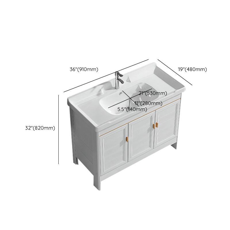 Metal Frame Vanity White 2 Doors Rectangular Single Sink Freestanding Bathroom Vanity Clearhalo 'Bathroom Remodel & Bathroom Fixtures' 'Bathroom Vanities' 'bathroom_vanities' 'Home Improvement' 'home_improvement' 'home_improvement_bathroom_vanities' 1200x1200_e6ddf405-4917-400d-938b-e64fea1a9b86