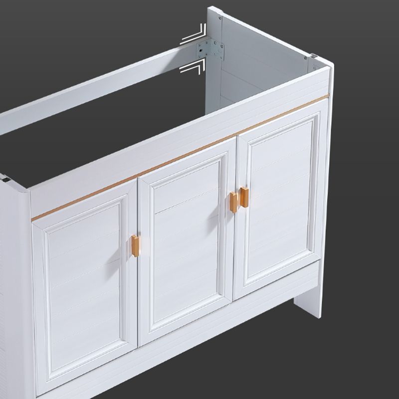 Metal Frame Vanity White 2 Doors Rectangular Single Sink Freestanding Bathroom Vanity Clearhalo 'Bathroom Remodel & Bathroom Fixtures' 'Bathroom Vanities' 'bathroom_vanities' 'Home Improvement' 'home_improvement' 'home_improvement_bathroom_vanities' 1200x1200_e6e92c25-7f93-4673-8195-b28710d180ce