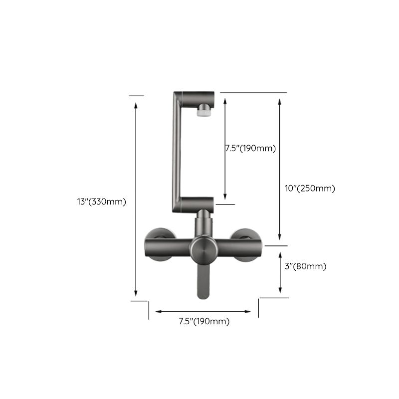 Modern Wall Mounted Kitchen Faucet Single Handle Faucet in Chrome Clearhalo 'Home Improvement' 'home_improvement' 'home_improvement_kitchen_faucets' 'Kitchen Faucets' 'Kitchen Remodel & Kitchen Fixtures' 'Kitchen Sinks & Faucet Components' 'kitchen_faucets' 1200x1200_e6fc9834-0180-452b-b318-e10f0e485d6b