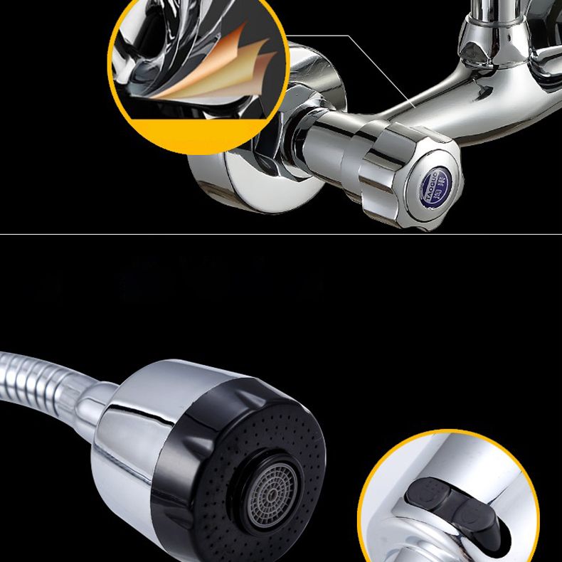 Contemporary Two Handles Kitchen Faucet Pull-down Metal Wall-mounted Faucet Clearhalo 'Home Improvement' 'home_improvement' 'home_improvement_kitchen_faucets' 'Kitchen Faucets' 'Kitchen Remodel & Kitchen Fixtures' 'Kitchen Sinks & Faucet Components' 'kitchen_faucets' 1200x1200_e71968dc-4198-4415-a5eb-51769e2205e6