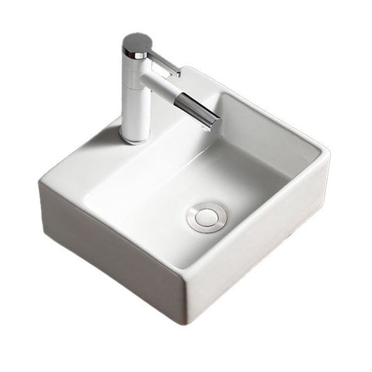 Modern Bathroom Sink Porcelain Rectangular with Drain Assembly Vessel Lavatory Sink Clearhalo 'Bathroom Remodel & Bathroom Fixtures' 'Bathroom Sinks & Faucet Components' 'Bathroom Sinks' 'bathroom_sink' 'Home Improvement' 'home_improvement' 'home_improvement_bathroom_sink' 1200x1200_e75b9fa1-72da-4818-a65a-5bd7ec78b1d2