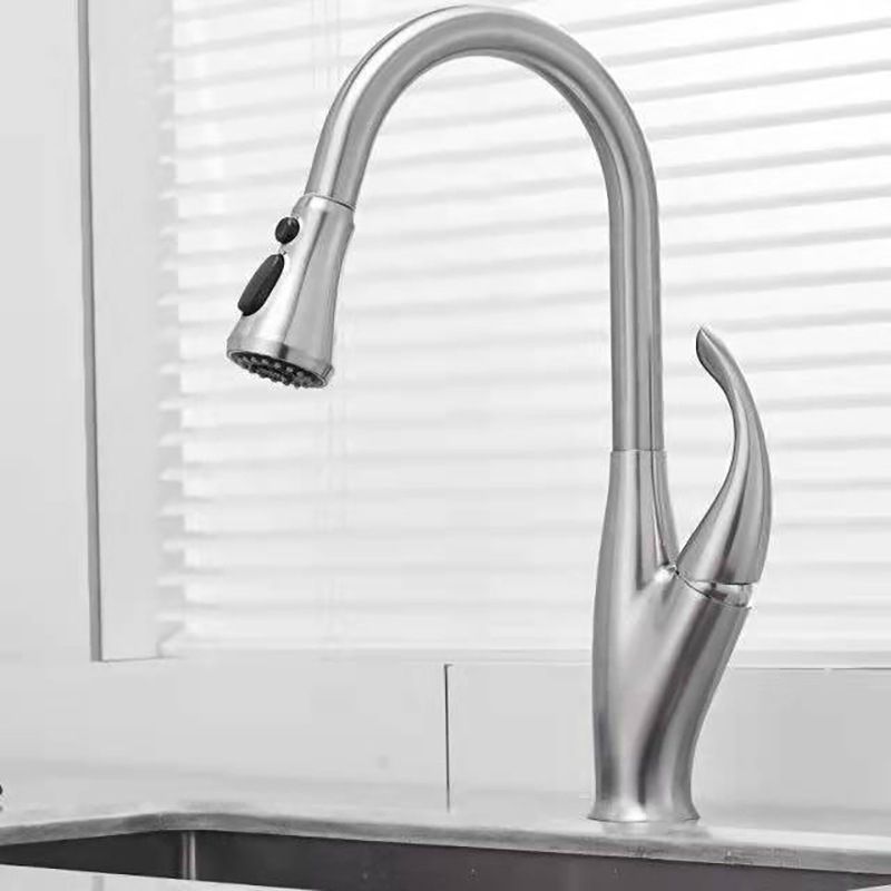 Modern 1-Handle Faucet Black/Silver Copper with Pull out Sprayer Faucet Clearhalo 'Home Improvement' 'home_improvement' 'home_improvement_kitchen_faucets' 'Kitchen Faucets' 'Kitchen Remodel & Kitchen Fixtures' 'Kitchen Sinks & Faucet Components' 'kitchen_faucets' 1200x1200_e7632ef1-cae7-459f-bd39-9fbdb1c9ac55