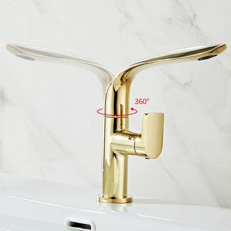 Glam Brass Bathroom Sink Faucet with 1-Handle Lavatory Faucet Clearhalo 'Bathroom Remodel & Bathroom Fixtures' 'Bathroom Sink Faucets' 'Bathroom Sinks & Faucet Components' 'bathroom_sink_faucets' 'Home Improvement' 'home_improvement' 'home_improvement_bathroom_sink_faucets' 1200x1200_e7757f91-a153-4da3-a8f8-9823341cf745