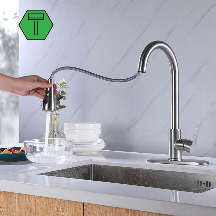 Kitchen Faucet Smoked Pull Rod Handle Cold and Hot Controlled Kitchen Faucet Clearhalo 'Home Improvement' 'home_improvement' 'home_improvement_kitchen_faucets' 'Kitchen Faucets' 'Kitchen Remodel & Kitchen Fixtures' 'Kitchen Sinks & Faucet Components' 'kitchen_faucets' 1200x1200_e782795d-3a23-4524-a433-32e1d0840f6e