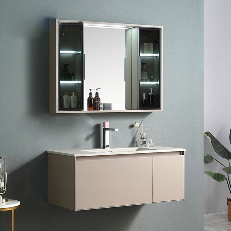 Contemporary Wooden Vanity Cabinet Mirror Bathroom Vanity Set with Storage Shelving Clearhalo 'Bathroom Remodel & Bathroom Fixtures' 'Bathroom Vanities' 'bathroom_vanities' 'Home Improvement' 'home_improvement' 'home_improvement_bathroom_vanities' 1200x1200_e79400dc-6d85-4055-a2ba-289fdbba6c11