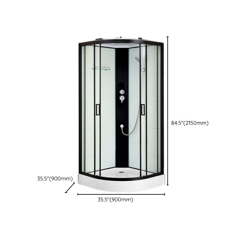 Black Framed Shower Enclosure Double Sliding Round Shower Stall Clearhalo 'Bathroom Remodel & Bathroom Fixtures' 'Home Improvement' 'home_improvement' 'home_improvement_shower_stalls_enclosures' 'Shower Stalls & Enclosures' 'shower_stalls_enclosures' 'Showers & Bathtubs' 1200x1200_e7a54593-d21c-40ab-baea-78a310c9a1bf