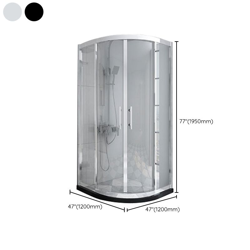 Rounded Tempered Glass Shower Enclosure with Shower Door Corner Shower Enclosure Clearhalo 'Bathroom Remodel & Bathroom Fixtures' 'Home Improvement' 'home_improvement' 'home_improvement_shower_stalls_enclosures' 'Shower Stalls & Enclosures' 'shower_stalls_enclosures' 'Showers & Bathtubs' 1200x1200_e7a87356-3b32-4805-8158-f3d317c5289e