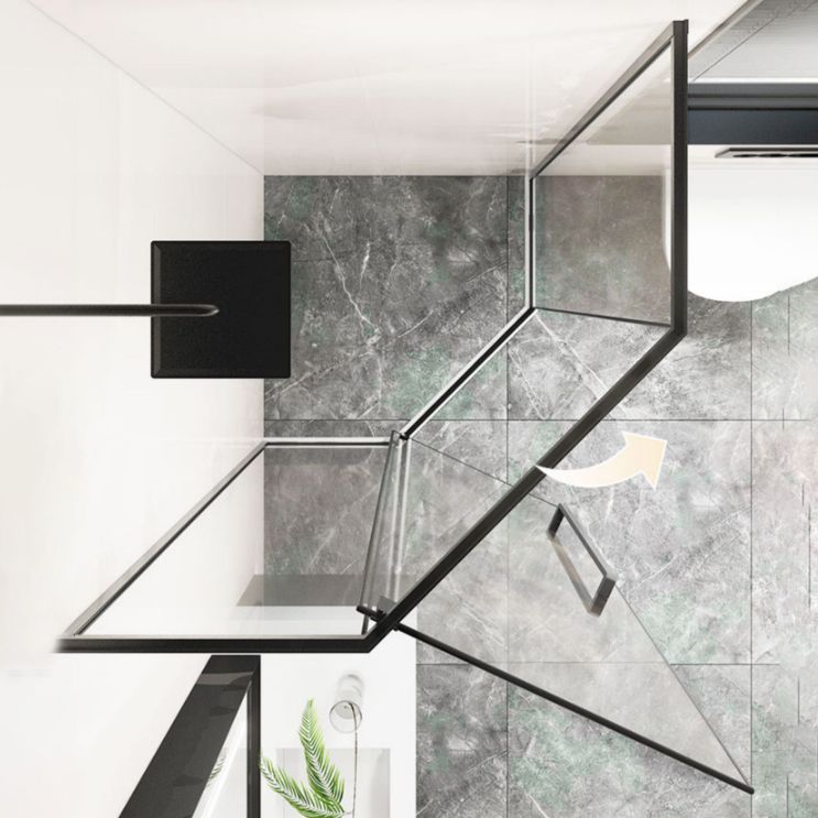 Black Square Shower Enclosure Pivot Tempered Glass Shower Kit Clearhalo 'Bathroom Remodel & Bathroom Fixtures' 'Home Improvement' 'home_improvement' 'home_improvement_shower_stalls_enclosures' 'Shower Stalls & Enclosures' 'shower_stalls_enclosures' 'Showers & Bathtubs' 1200x1200_e7ac1804-a886-494e-992e-3307aba4b69d