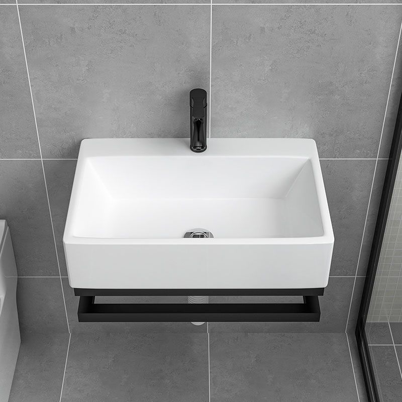 Bathroom Sink Ceramic White Wall-mounted Rod Handle Faucet Sink Clearhalo 'Bathroom Remodel & Bathroom Fixtures' 'Bathroom Sinks & Faucet Components' 'Bathroom Sinks' 'bathroom_sink' 'Home Improvement' 'home_improvement' 'home_improvement_bathroom_sink' 1200x1200_e7afd057-4ef6-4abd-954a-c5339a7b4b26