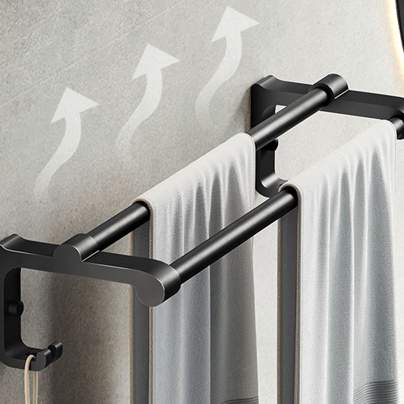 Contemporary Black Finish Bathroom Accessory Set with Bath Shelf/Towel Bar Clearhalo 'Bathroom Hardware Sets' 'Bathroom Hardware' 'Bathroom Remodel & Bathroom Fixtures' 'bathroom_hardware_sets' 'Home Improvement' 'home_improvement' 'home_improvement_bathroom_hardware_sets' 1200x1200_e7b3b654-9dd8-47b7-bd6e-8c1e604a1906