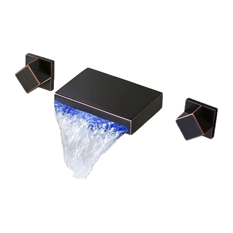 Waterfall Spout Wall Mounted Bathroom Faucet Knob Handle Basin Faucet Clearhalo 'Bathroom Remodel & Bathroom Fixtures' 'Bathroom Sink Faucets' 'Bathroom Sinks & Faucet Components' 'bathroom_sink_faucets' 'Home Improvement' 'home_improvement' 'home_improvement_bathroom_sink_faucets' 1200x1200_e7b61996-92fe-4189-84a1-3c249c7d90ee