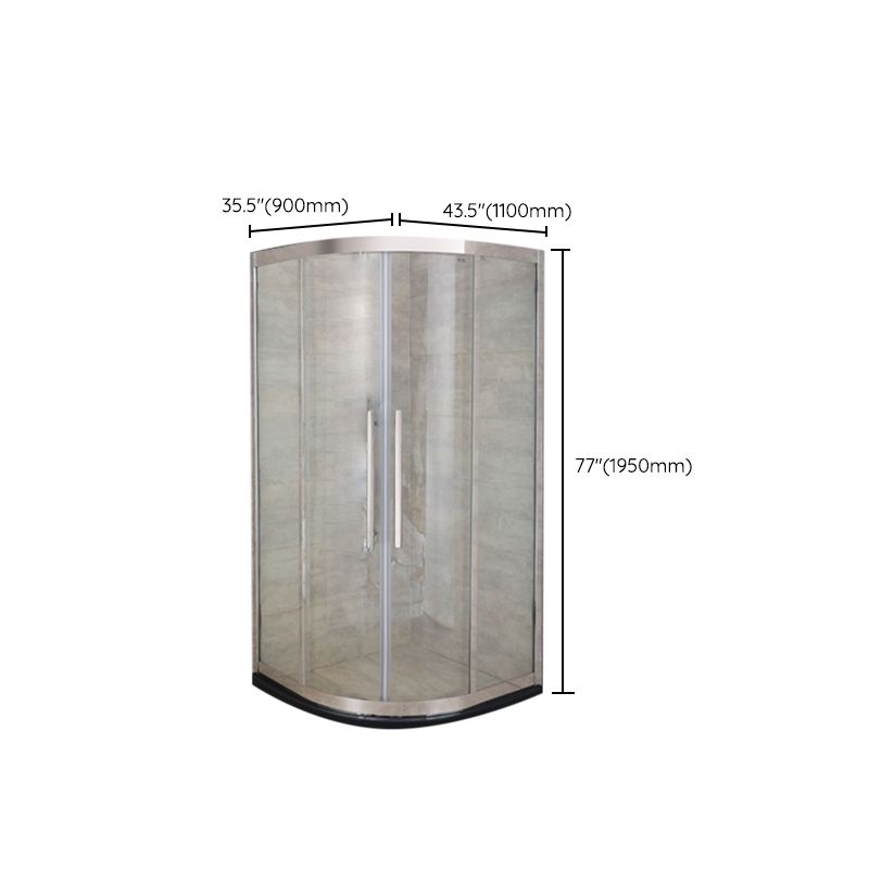 Double Sliding Round Shower Enclosure Clear with Fixed Panel Clearhalo 'Bathroom Remodel & Bathroom Fixtures' 'Home Improvement' 'home_improvement' 'home_improvement_shower_stalls_enclosures' 'Shower Stalls & Enclosures' 'shower_stalls_enclosures' 'Showers & Bathtubs' 1200x1200_e7daee29-98b4-406e-bbaf-011d606d7200