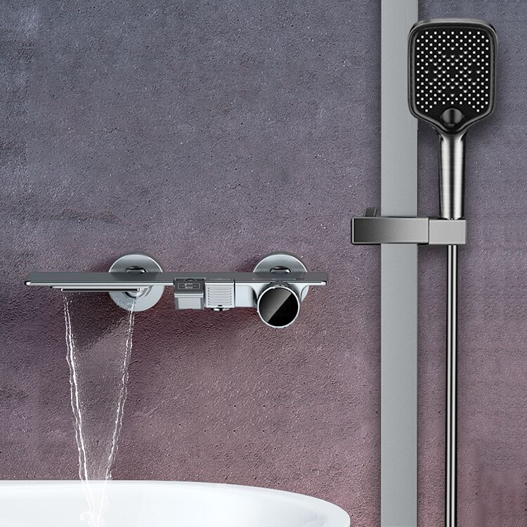 Shower Set Digital Display Simple Split Shower Set Bathroom Full Copper Booster Clearhalo 'Bathroom Remodel & Bathroom Fixtures' 'Home Improvement' 'home_improvement' 'home_improvement_shower_faucets' 'Shower Faucets & Systems' 'shower_faucets' 'Showers & Bathtubs Plumbing' 'Showers & Bathtubs' 1200x1200_e7e133ab-d902-4a87-8b67-f26c373846e5