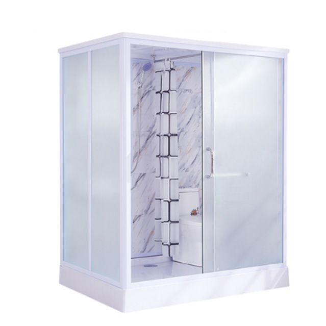 Single Sliding Frosted Glass Shower Enclosure Framed Shower Enclosure in White Clearhalo 'Bathroom Remodel & Bathroom Fixtures' 'Home Improvement' 'home_improvement' 'home_improvement_shower_stalls_enclosures' 'Shower Stalls & Enclosures' 'shower_stalls_enclosures' 'Showers & Bathtubs' 1200x1200_e7e42c1b-977c-404b-be9a-32d81ce853c1