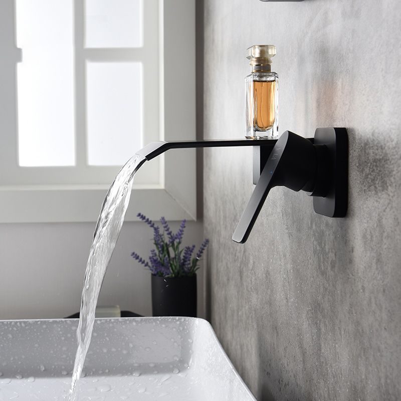 Fixed Roman Tub Faucet Trim Single Handle Wall Mounted Waterfall Tub Filler Clearhalo 'Bathroom Remodel & Bathroom Fixtures' 'Bathtub Faucets' 'bathtub_faucets' 'Home Improvement' 'home_improvement' 'home_improvement_bathtub_faucets' 1200x1200_e7ebebdf-b989-484f-b0a2-13134152749d