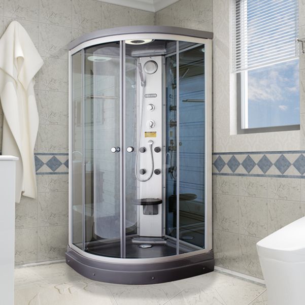 Clear Tempered Glass Shower Stall Round Shower Stall with Base Kit Clearhalo 'Bathroom Remodel & Bathroom Fixtures' 'Home Improvement' 'home_improvement' 'home_improvement_shower_stalls_enclosures' 'Shower Stalls & Enclosures' 'shower_stalls_enclosures' 'Showers & Bathtubs' 1200x1200_e7ec4bc9-291d-45d2-beb2-32f8d241a677