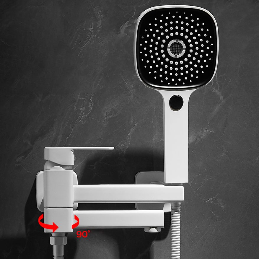 White Bath Faucet Trim Single Lever Handle Swivel Spout Wall-Mounted Handshower Tub Filler Clearhalo 'Bathroom Remodel & Bathroom Fixtures' 'Bathtub Faucets' 'bathtub_faucets' 'Home Improvement' 'home_improvement' 'home_improvement_bathtub_faucets' 1200x1200_e7ff106c-ef7c-4651-a0ea-50ecf4f0ca91