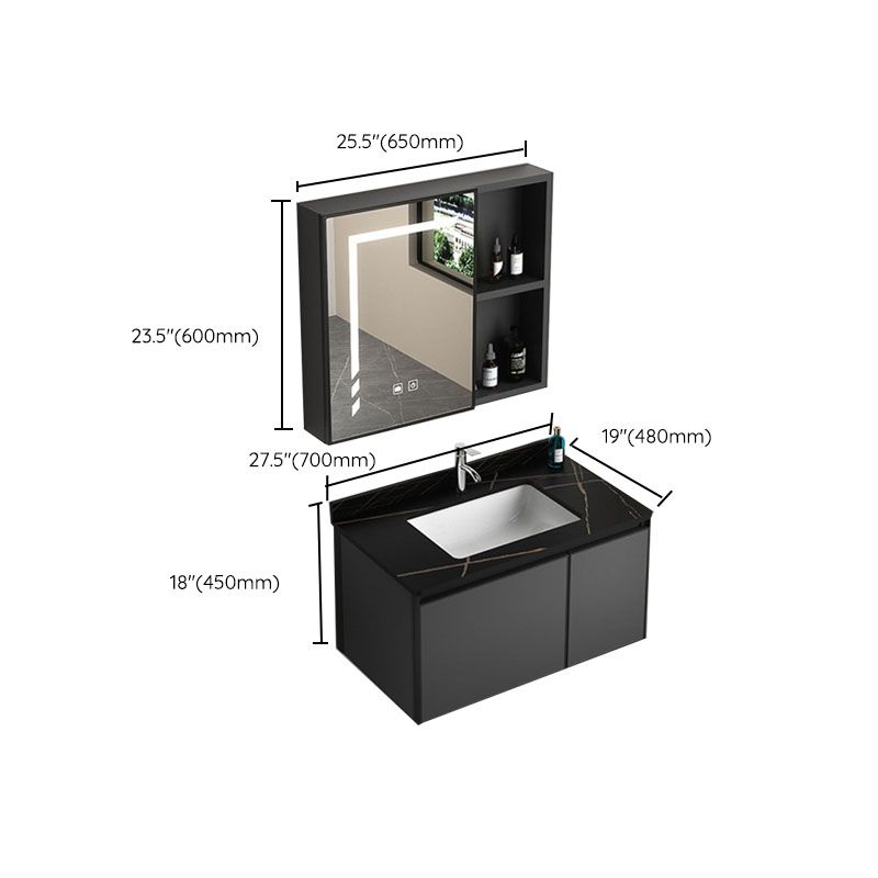 Aluminum Bathroom Vanity Set Doors Wall Mounted Doors Grey Single Sink with Mirror Clearhalo 'Bathroom Remodel & Bathroom Fixtures' 'Bathroom Vanities' 'bathroom_vanities' 'Home Improvement' 'home_improvement' 'home_improvement_bathroom_vanities' 1200x1200_e80234be-1d84-4018-9595-08b46dd504b8