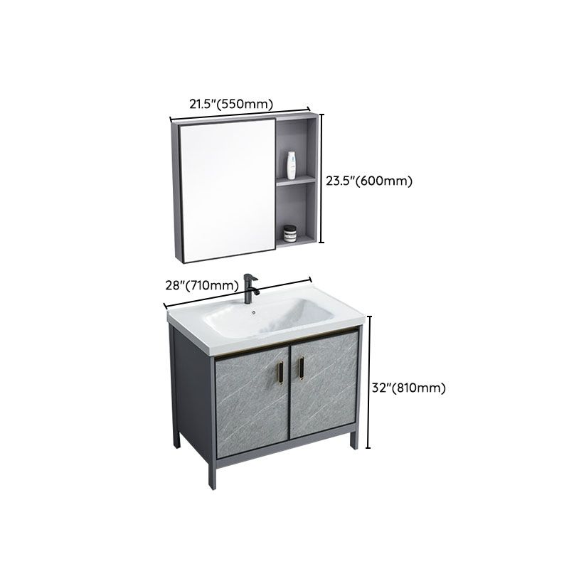 Modern Freestanding Vanity Sink Metal Bathroom Vanity Cabinet with Mirror Cabinet Clearhalo 'Bathroom Remodel & Bathroom Fixtures' 'Bathroom Vanities' 'bathroom_vanities' 'Home Improvement' 'home_improvement' 'home_improvement_bathroom_vanities' 1200x1200_e82fddc4-1a8d-4aac-b845-fdcc372e772c