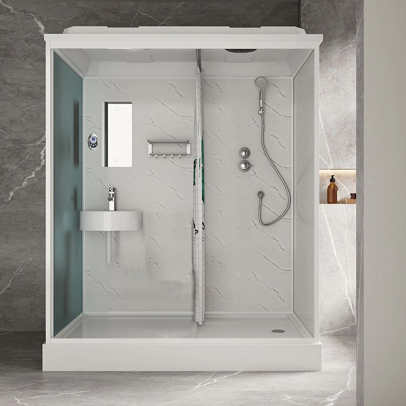 White Rectangle Shower Stall with Shower Base Tempered Glass Shower Stall Clearhalo 'Bathroom Remodel & Bathroom Fixtures' 'Home Improvement' 'home_improvement' 'home_improvement_shower_stalls_enclosures' 'Shower Stalls & Enclosures' 'shower_stalls_enclosures' 'Showers & Bathtubs' 1200x1200_e832ae93-b01b-466b-8c8a-377ebf2cc7a9