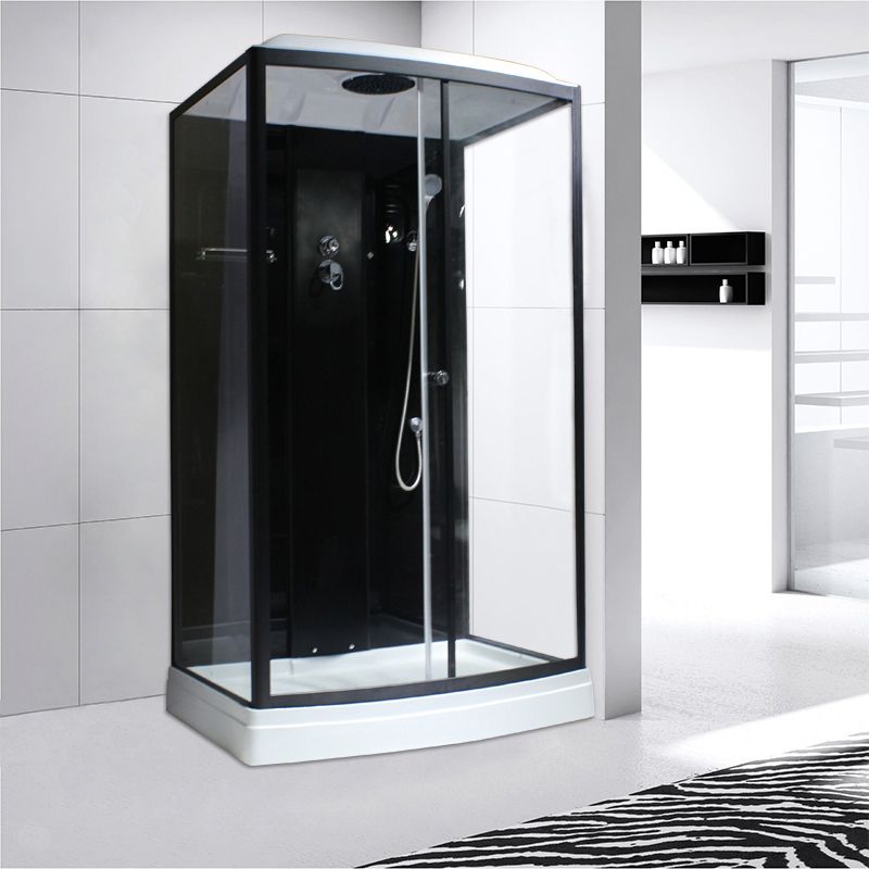 Corner Framed Shower Stall Single Sliding Tempered Glass Shower Stall Clearhalo 'Bathroom Remodel & Bathroom Fixtures' 'Home Improvement' 'home_improvement' 'home_improvement_shower_stalls_enclosures' 'Shower Stalls & Enclosures' 'shower_stalls_enclosures' 'Showers & Bathtubs' 1200x1200_e835a863-3135-4156-b1ac-74c2523feabd