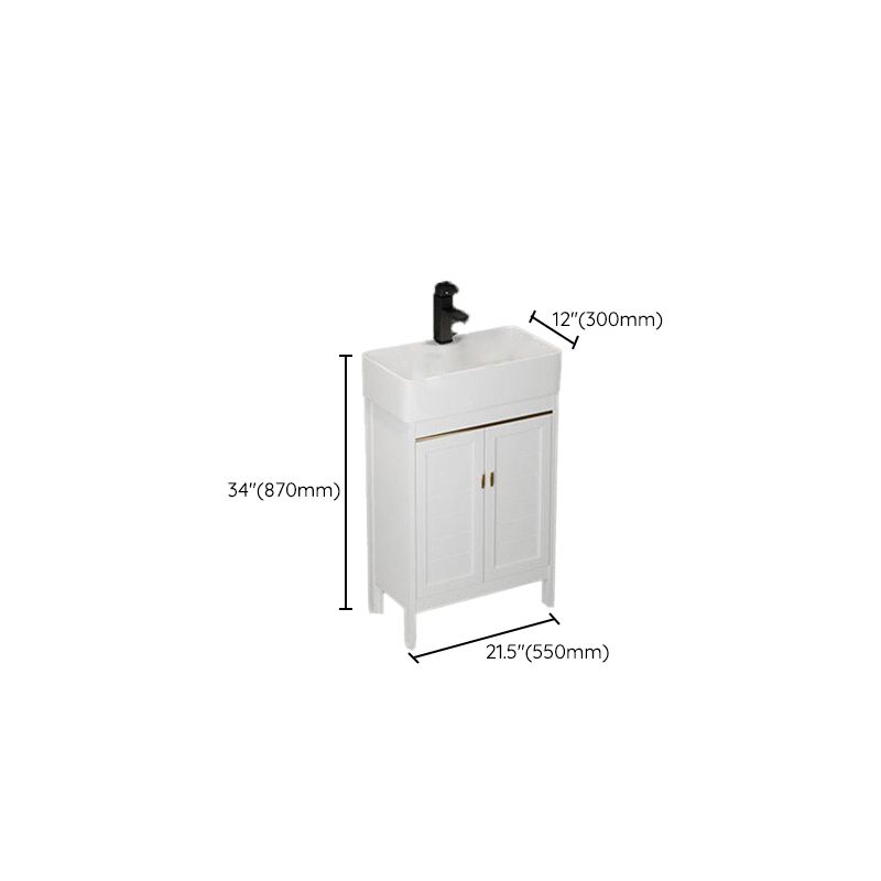 Single Sink Bath Vanity Set White Oval Metal 2 Doors Bathroom Vanity with Mirror Clearhalo 'Bathroom Remodel & Bathroom Fixtures' 'Bathroom Vanities' 'bathroom_vanities' 'Home Improvement' 'home_improvement' 'home_improvement_bathroom_vanities' 1200x1200_e8407d7c-96b0-4943-801c-c511affa4e17