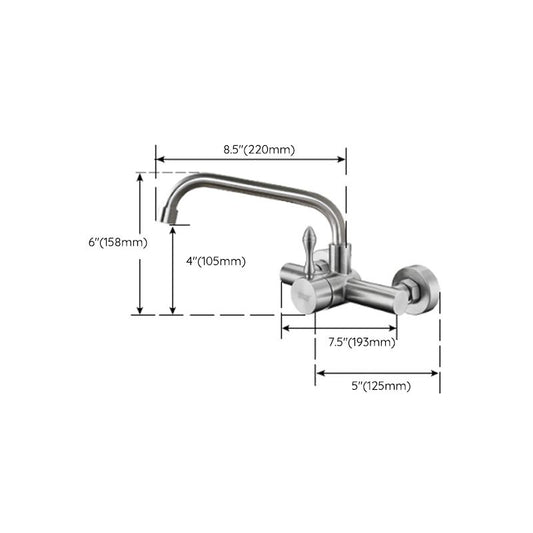 Modern Spray Kitchen Faucet Stainless Steel Lever Handles Wall Filler Faucet Clearhalo 'Home Improvement' 'home_improvement' 'home_improvement_kitchen_faucets' 'Kitchen Faucets' 'Kitchen Remodel & Kitchen Fixtures' 'Kitchen Sinks & Faucet Components' 'kitchen_faucets' 1200x1200_e84383b8-82cd-464a-a531-213a5ad733a8