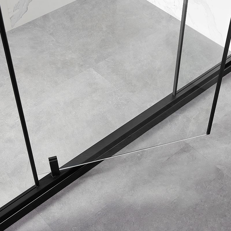 Black Full Frame One-line Pivot Door, Tempered Glass Shower Door Clearhalo 'Bathroom Remodel & Bathroom Fixtures' 'Home Improvement' 'home_improvement' 'home_improvement_shower_tub_doors' 'Shower and Tub Doors' 'shower_tub_doors' 'Showers & Bathtubs' 1200x1200_e84be7d9-5d74-4fa4-982d-8ad7e55814ea