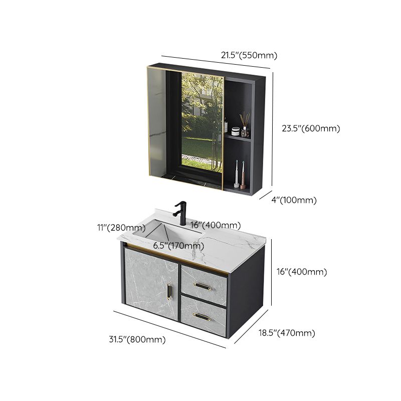 Modern Sink Vanity Set Wall Mounted Drawers Ceramic Sink Set Clearhalo 'Bathroom Remodel & Bathroom Fixtures' 'Bathroom Vanities' 'bathroom_vanities' 'Home Improvement' 'home_improvement' 'home_improvement_bathroom_vanities' 1200x1200_e84d9c76-c4e2-4379-abbc-9c422b470ddc