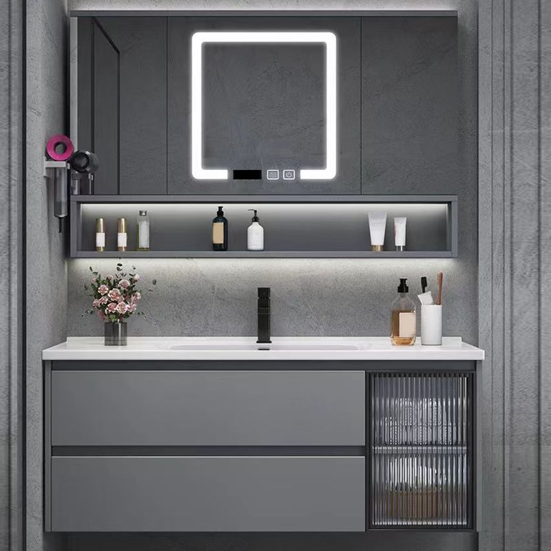 Contemporary Sink Cabinet Metal Gray Wall-Mounted Bathroom Vanity Set Clearhalo 'Bathroom Remodel & Bathroom Fixtures' 'Bathroom Vanities' 'bathroom_vanities' 'Home Improvement' 'home_improvement' 'home_improvement_bathroom_vanities' 1200x1200_e8598126-0573-4f99-b126-8b3056177d40