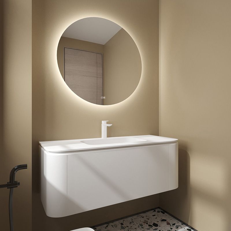 Wood Frame Vanity Rectangular Single Sink Mirror Wall-Mounted White Bathroom Vanity Clearhalo 'Bathroom Remodel & Bathroom Fixtures' 'Bathroom Vanities' 'bathroom_vanities' 'Home Improvement' 'home_improvement' 'home_improvement_bathroom_vanities' 1200x1200_e8809b07-5507-43a1-89c1-24bda05d4ae0