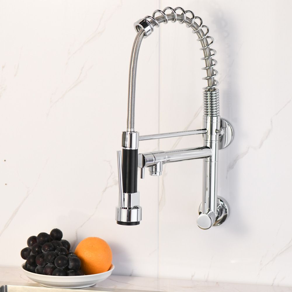 Modern Kitchen Faucet Spring Spout 1-Hole Bar Faucet in Silver Clearhalo 'Home Improvement' 'home_improvement' 'home_improvement_kitchen_faucets' 'Kitchen Faucets' 'Kitchen Remodel & Kitchen Fixtures' 'Kitchen Sinks & Faucet Components' 'kitchen_faucets' 1200x1200_e888ece4-7372-445e-b404-d3accdaaa1e4